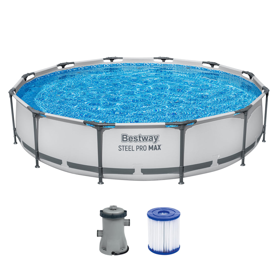 Bestway Steel Pro MAX Frame Pool Komplett-Set mit Filterpumpe