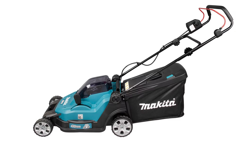 Makita DLM 432 Akku-Rasenmäher mit 2 x Akku 6 Ah und Doppelladegerät DC18RD